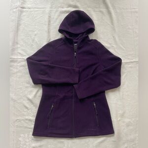 LL BEAN Polartec Fleece Full Zip Jacket Womens Small Purple Hooded Pockets